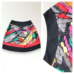 Retro Pleated Nygard Collection Silk Colorful Balloon Skirt